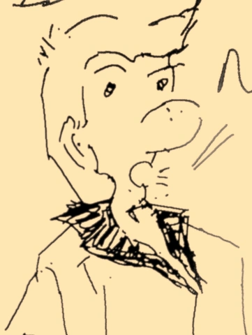 A hand-drawn image of a talktative dude.